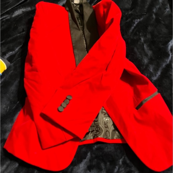Kids Calvin Klein Red Velvet Jacket - Picture 2 of 3